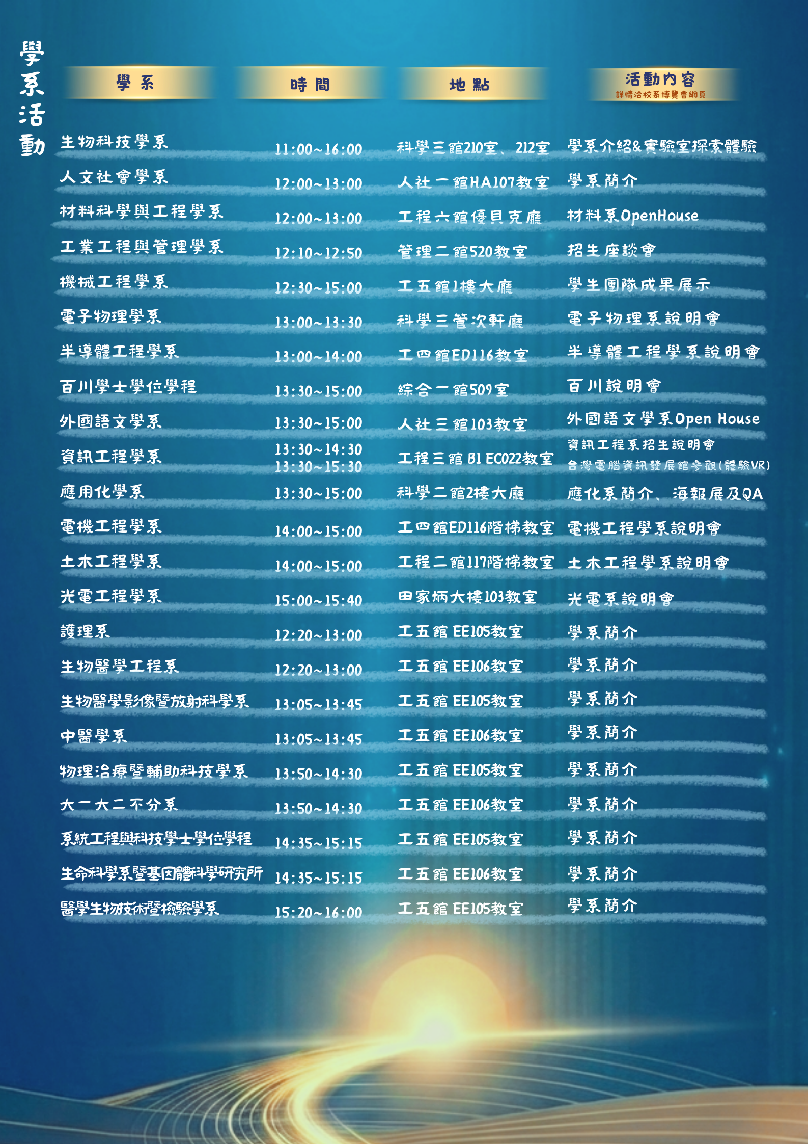 學系巡禮活動詳情